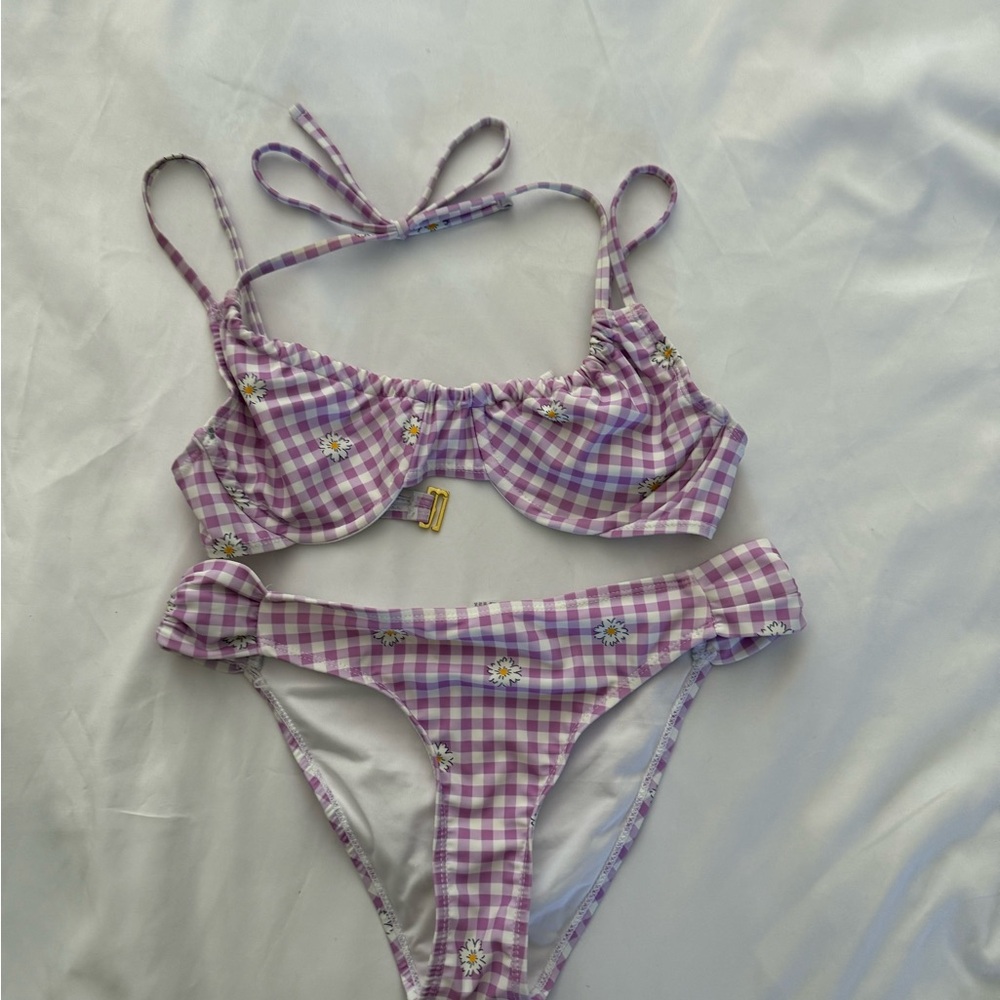 Ganni Purple Checkered Bikini - WORN ONCE